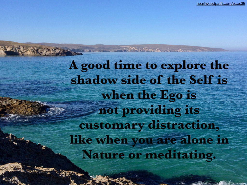 Picture clear blue ocean cove quote A good time to explore the shadow side of the Self is when the Ego is not providing its customary distraction, like when you are alone in Nature or meditating