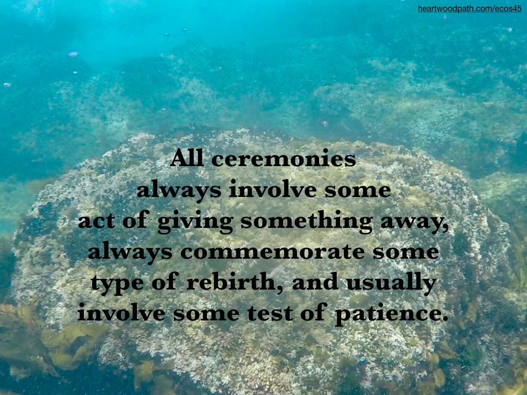 Picture reef underwater quote All ceremonies always involve some act of giving something away, always commemorate some type of rebirth, and usually involve some test of patience
