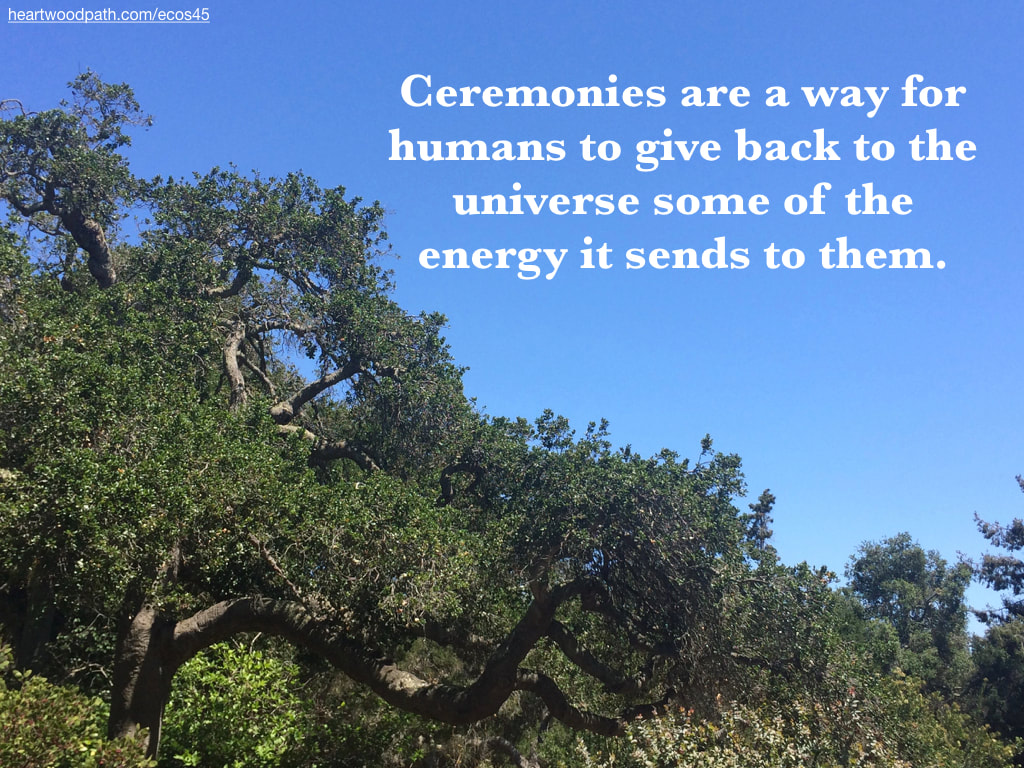 Picture oak trees quote Ceremonies are a way for humans to give back to the universe some of the energy it sends to them