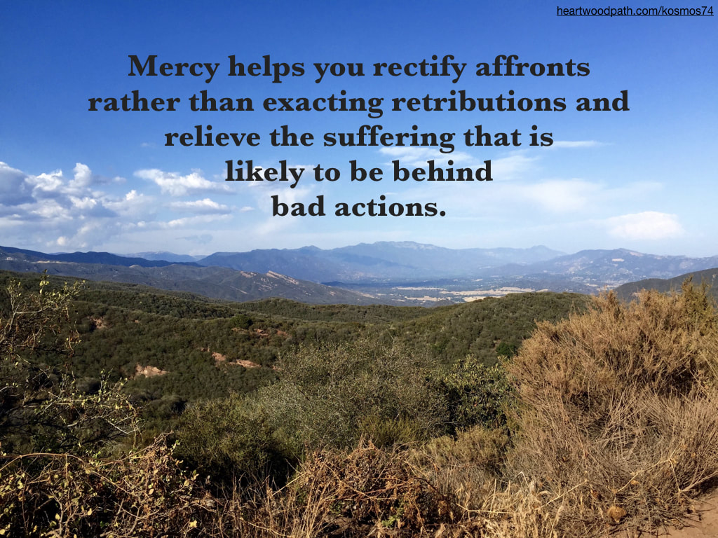 Picture mountains with quote - Mercy helps you rectify affronts rather than exacting retributions and relieve the suffering that is likely to be behind bad actions