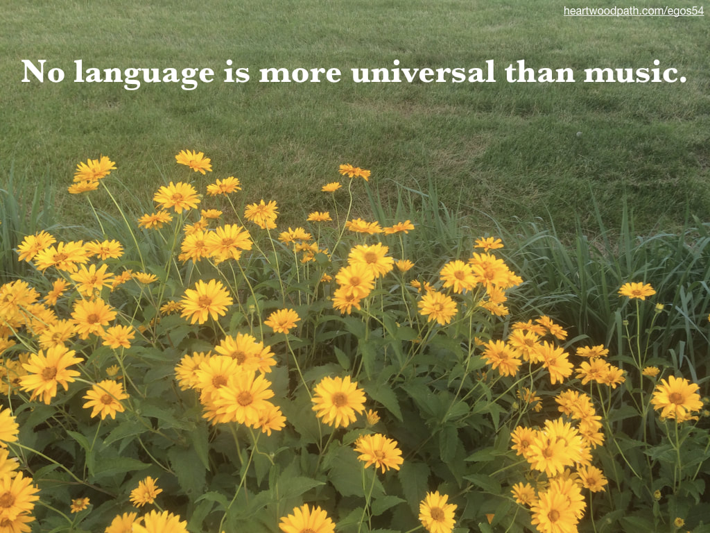 Picture yellow flowers grass quote No language is more universal than music