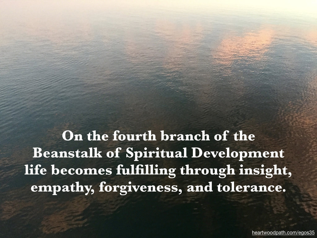 Picture reflection ocean quote On the fourth branch of the Beanstalk of Spiritual Development life becomes fulfilling through insight, empathy, forgiveness, and tolerance