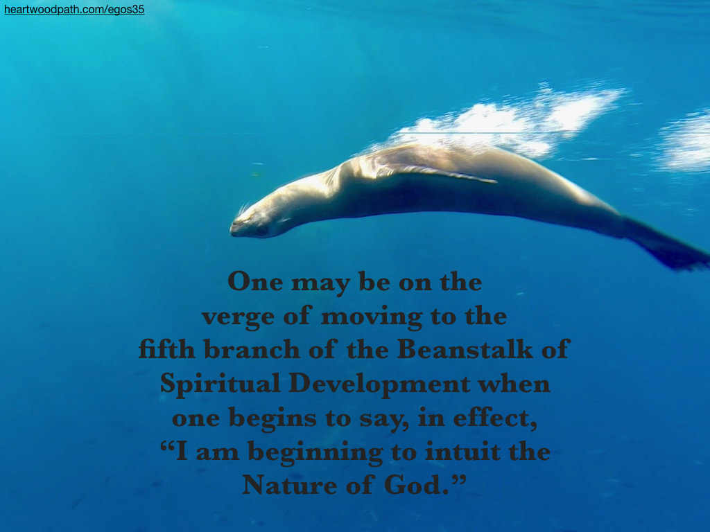 Picture sea lion quote One may be on the verge of moving to the fifth branch of the Beanstalk of Spiritual Development when one begins to say, in effect, “I am beginning to intuit the Nature of God.”