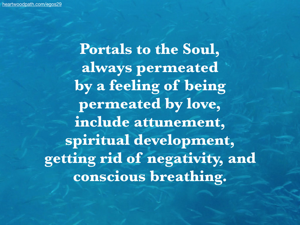 Picture school fish underwater quote Portals to the Soul, always permeated by a feeling of being permeated by love, include attunement, spiritual development, getting rid of negativity, and conscious breathing