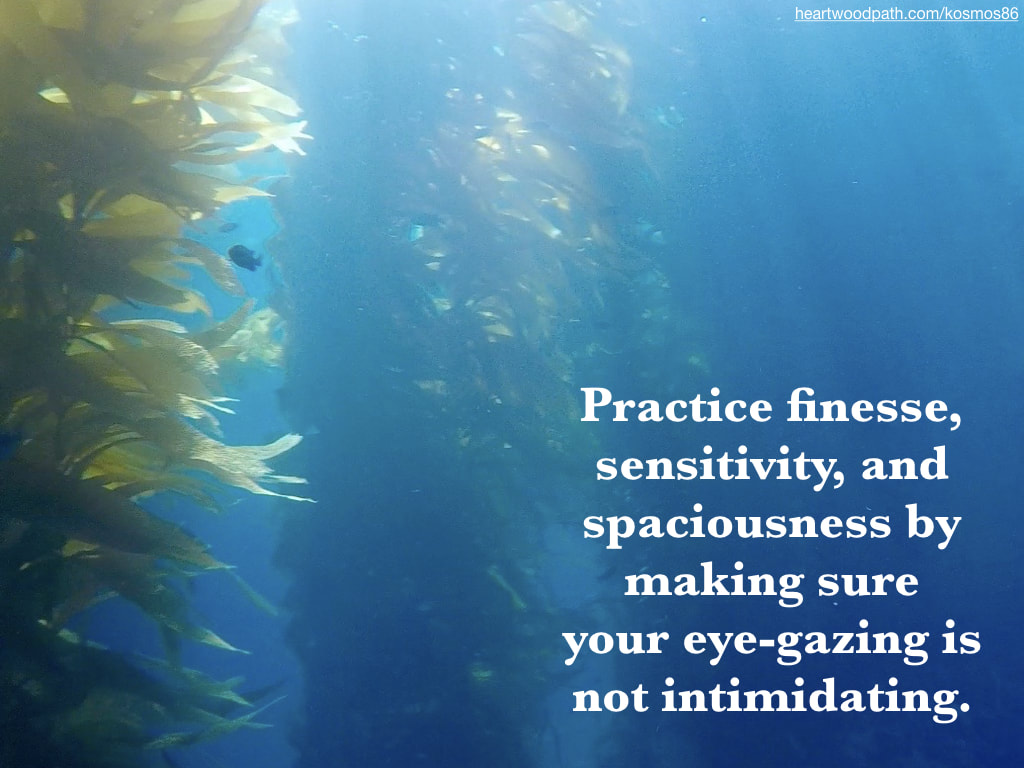 Picture underwater seaweed with quote Practice finesse, sensitivity, and spaciousness by making sure your eye-gazing is not intimidating