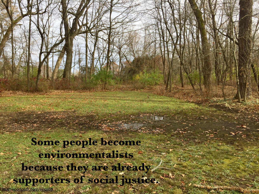 Picture woods grass quote Some people become environmentalists because they are already supporters of social justice
