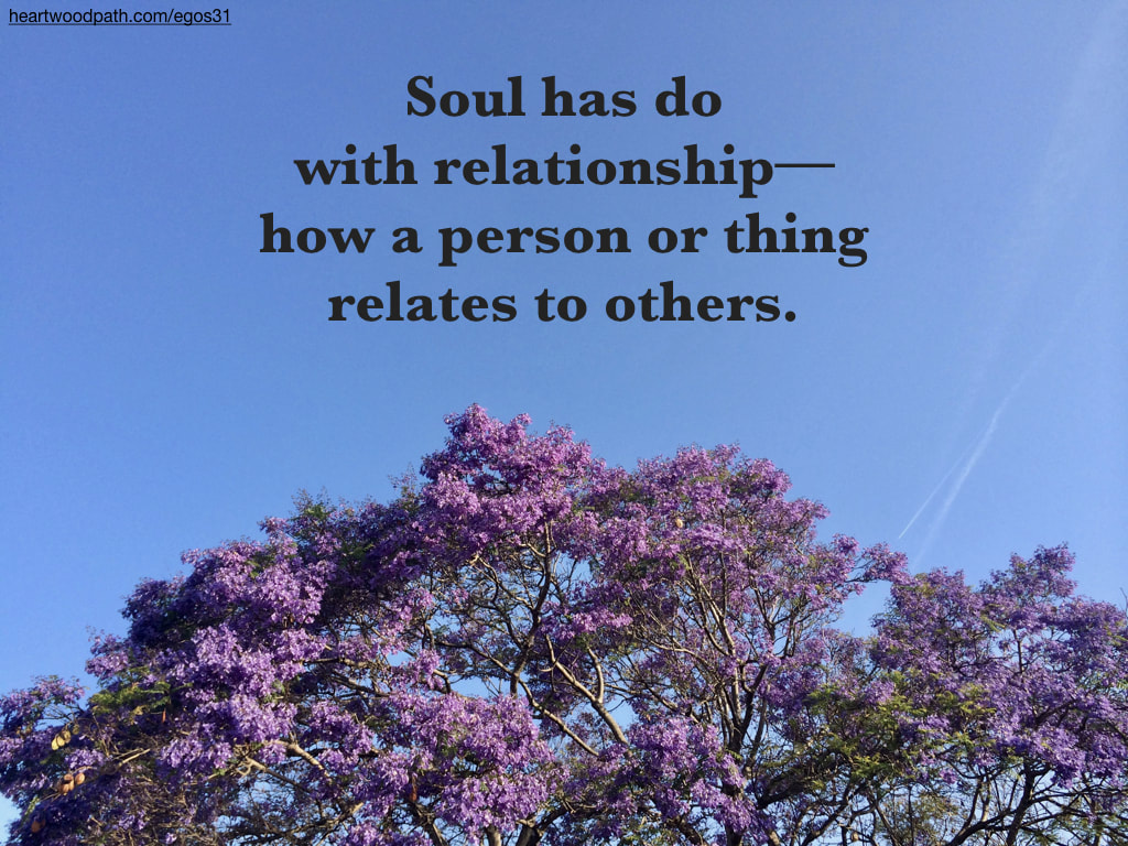 Picture jacaranda quote Soul has do with relationship--how a person or thing relates to others