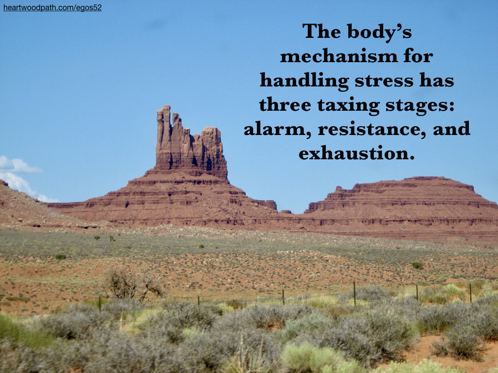 Picture red rocks quote The body’s mechanism for handling stress has three taxing stages: alarm, resistance, and exhaustion