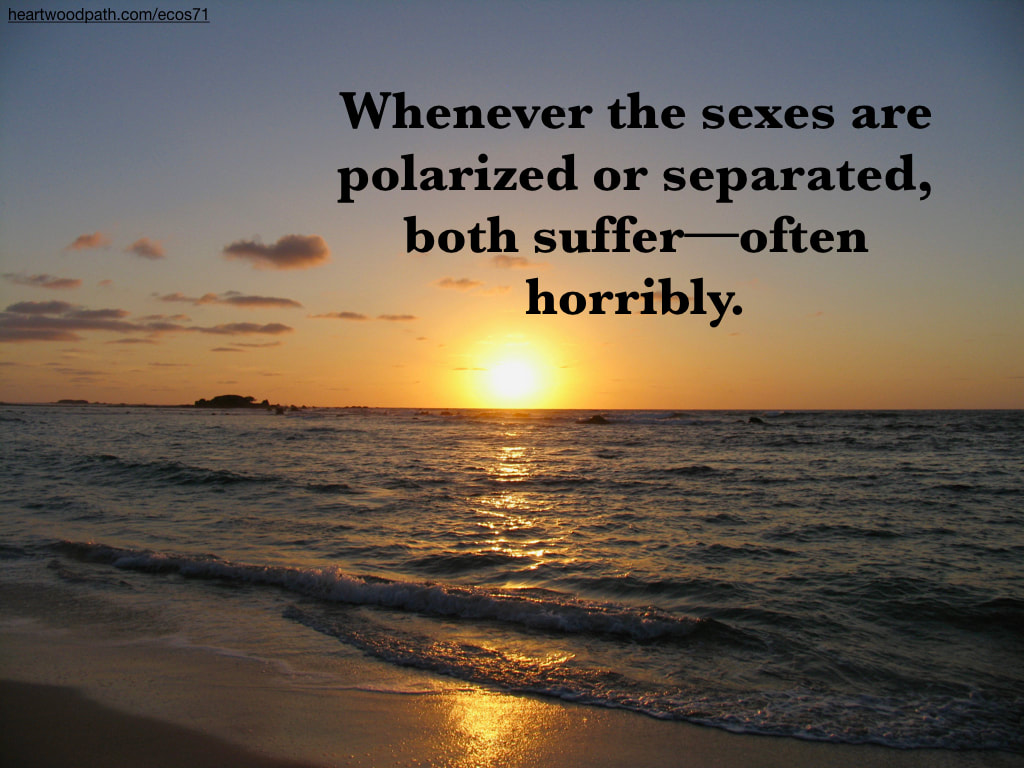 Picture orange sunset over ocean quote Whenever the sexes are polarized or separated, both suffer--often horribly