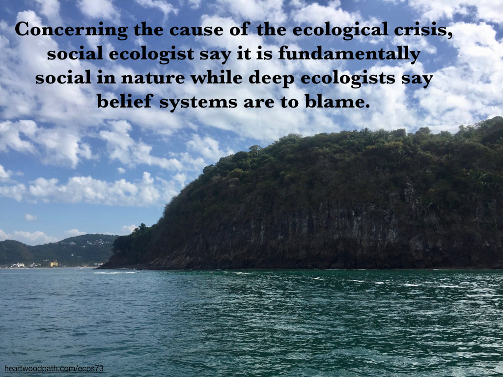 Picture tropical coast line ocean quote Concerning the cause of the ecological crisis, social ecologist say it is fundamentally social in nature while deep ecologists say belief systems are to blame.