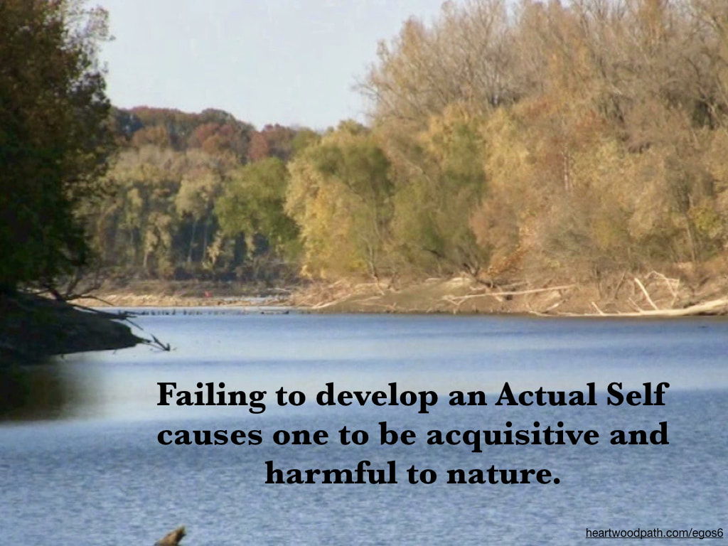 Picture river quote Failing to develop an Actual Self causes one to be acquisitive and harmful to  nature