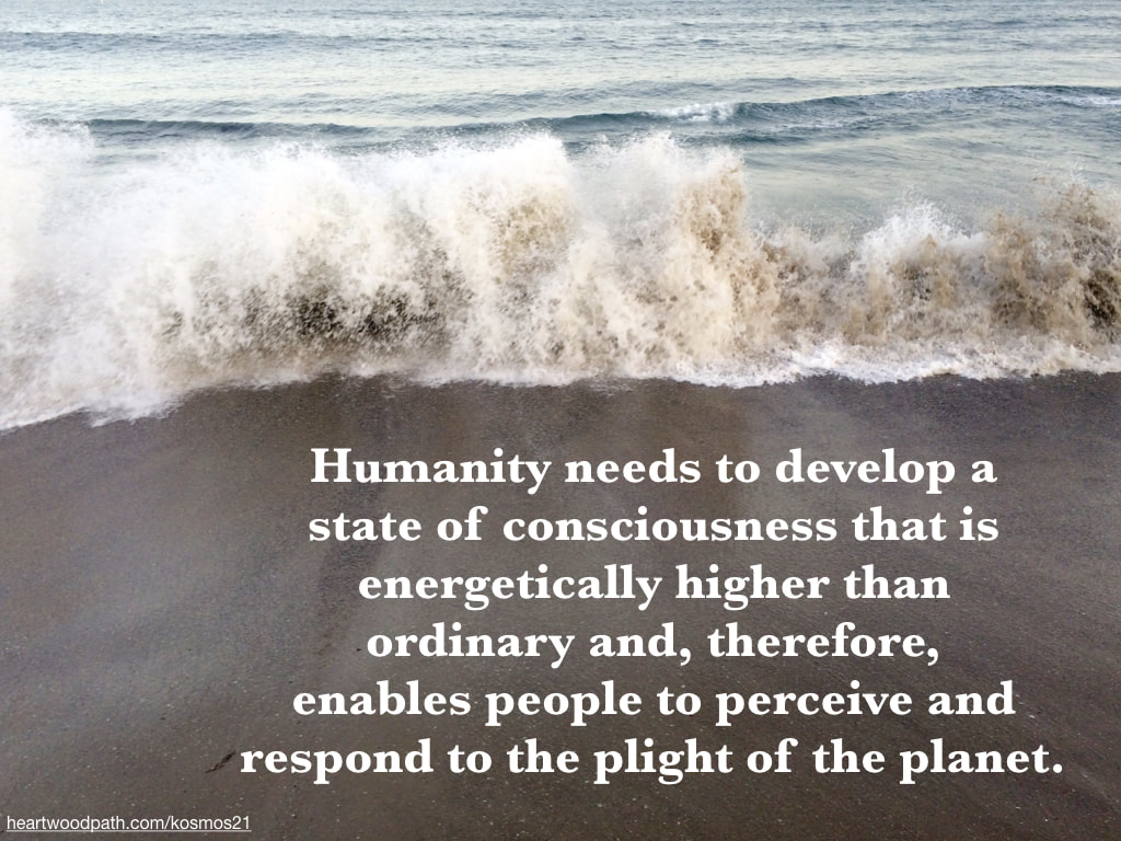 picture of ocean and words Humanity needs to develop a state of consciousness that is energetically higher than ordinary and, therefore, enables people to perceive and respond to the plight of the planet