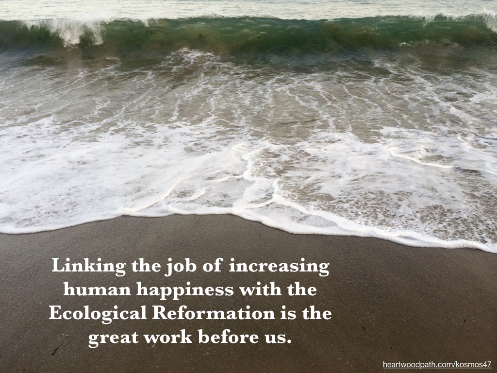 Picture sand and ocean with quote - Linking the job of increasing human happiness with the Ecological Reformation is the great work before us