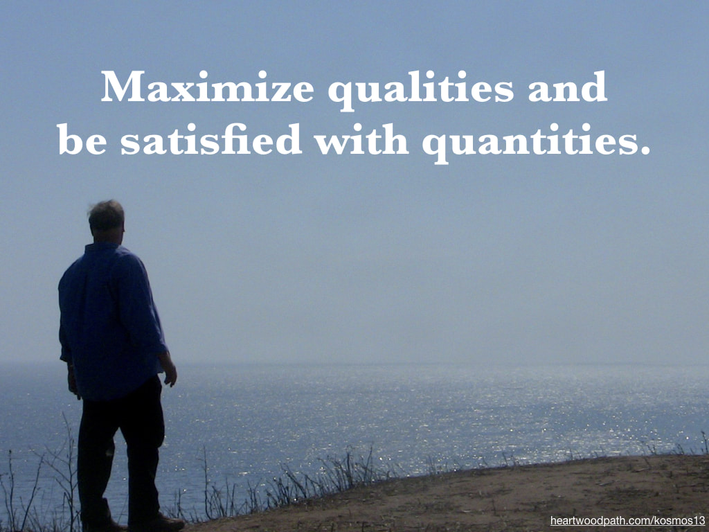 picture of life coach don pierce saying Maximize qualities and be satisfied with quantities