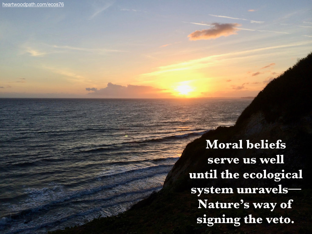 Picture sunset from cliffs quote Moral beliefs serve us well until the ecological system unravels--Nature’s way of signing the veto
