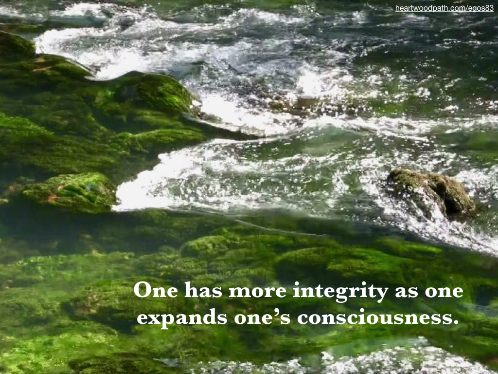 Picture mossy river quote One has more integrity as one expands one’s consciousness