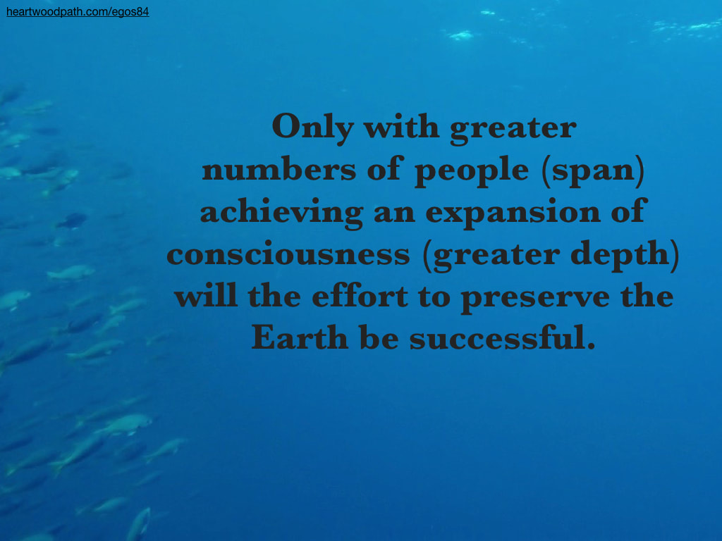 Picture yellowtail underwater quote Only with greater numbers of people (span) achieving an expansion of consciousness (greater depth) will the effort to preserve the Earth be successful