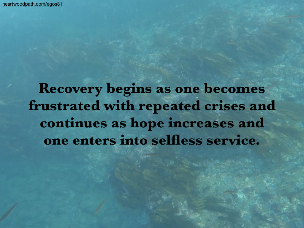 Picture underwater reef quote Recovery begins as one becomes frustrated with repeated crises and  continues as hope increases and one enters into selfless service