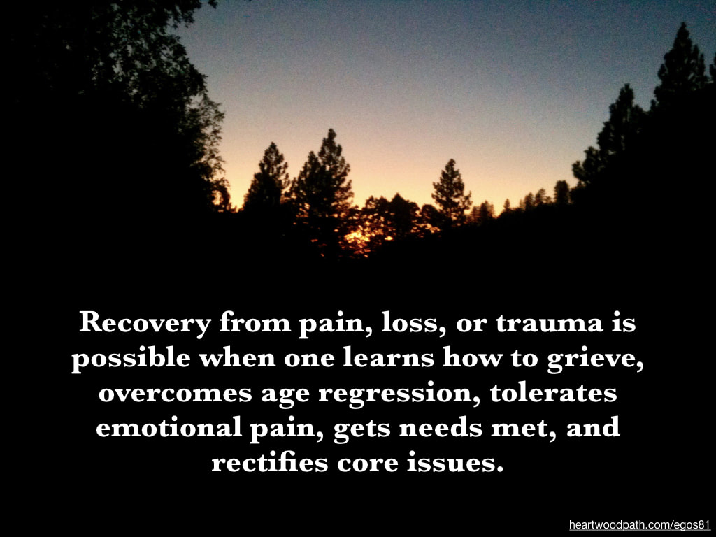 Picture tree silhouette quote Recovery from pain, loss, or trauma is possible when one learns how to grieve, overcomes age regression, tolerates emotional pain, gets needs met, and rectifies core issues
