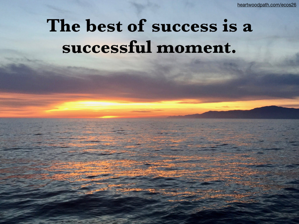 Picture orange sunset over ocean and island quote The best of success is a successful moment