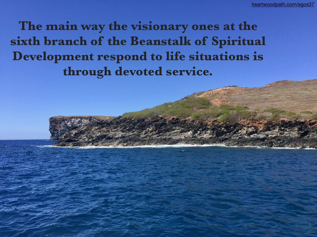 Picture island quote The main way the visionary ones at the sixth branch of the Beanstalk of Spiritual Development respond to life situations is through devoted service