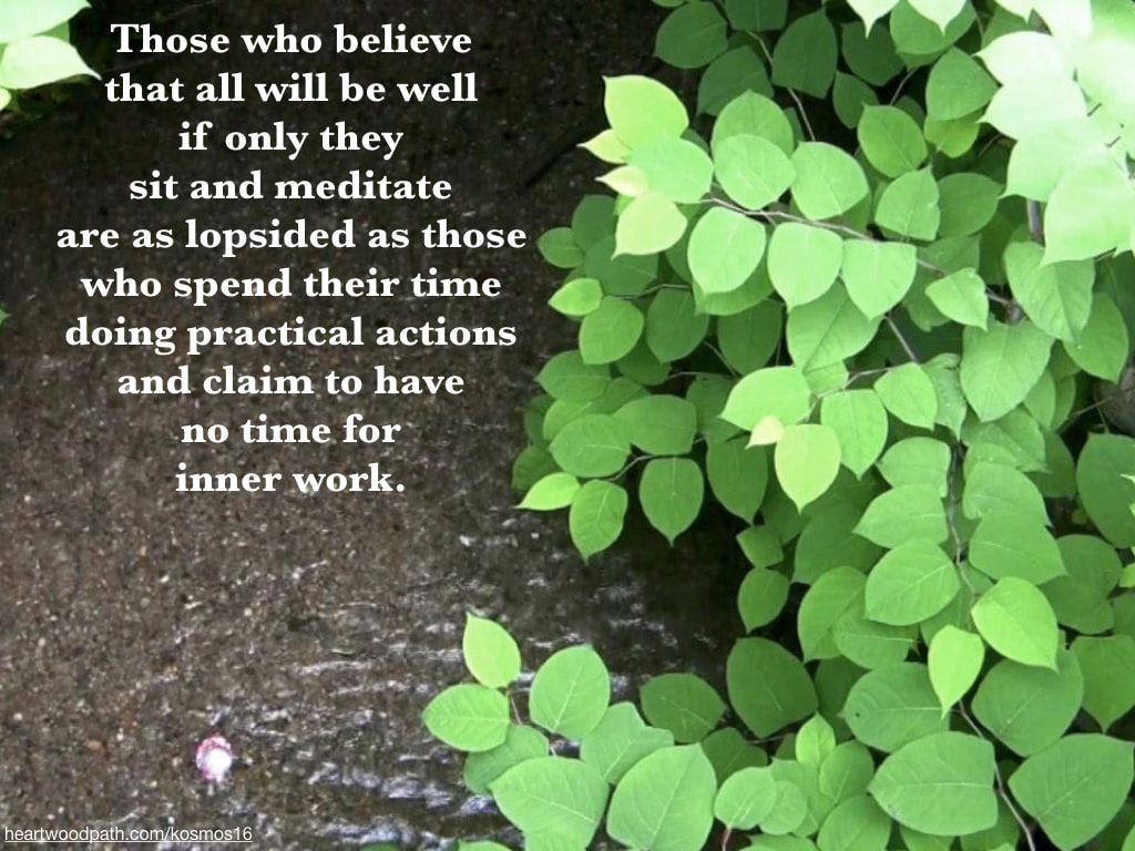picture of leaves and quote - Those who believe that all will be well if only they sit and meditate are as lopsided as those who spend their time doing practical actions and claim to have no time for inner work