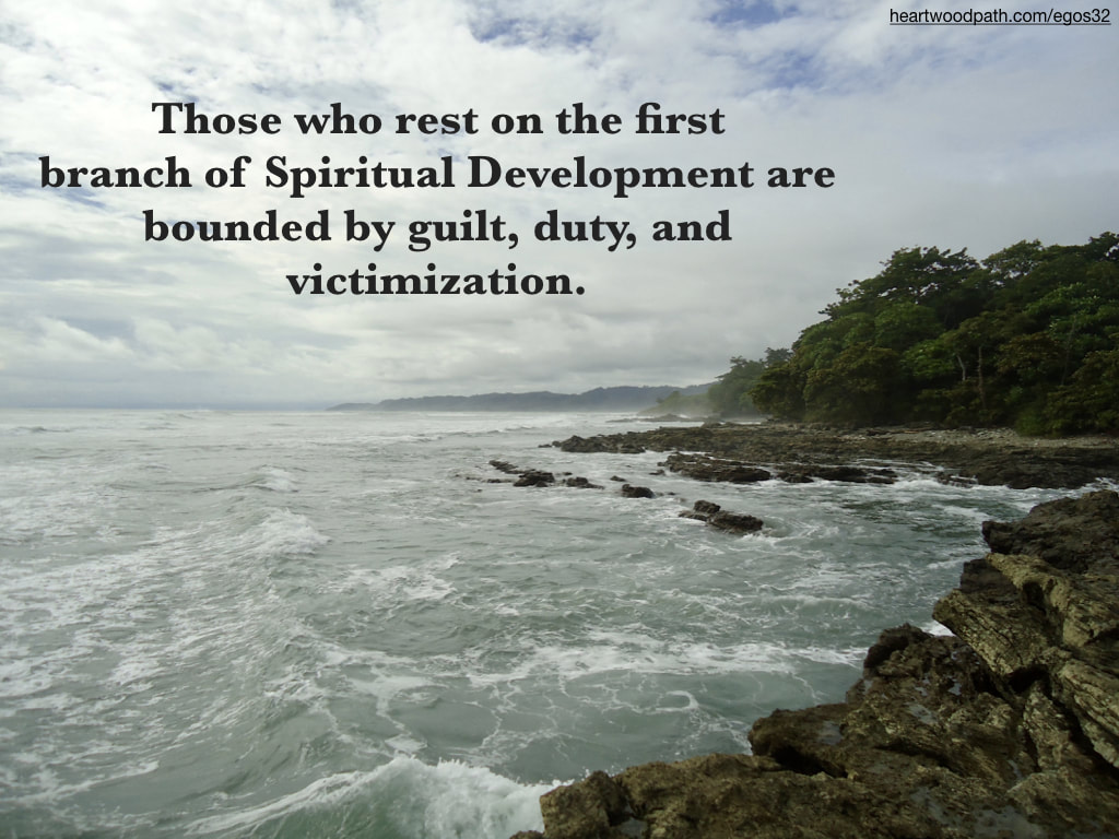 Picture rain forest beach quote Those who rest on the first branch of Spiritual Development are bounded by guilt, duty, and victimization