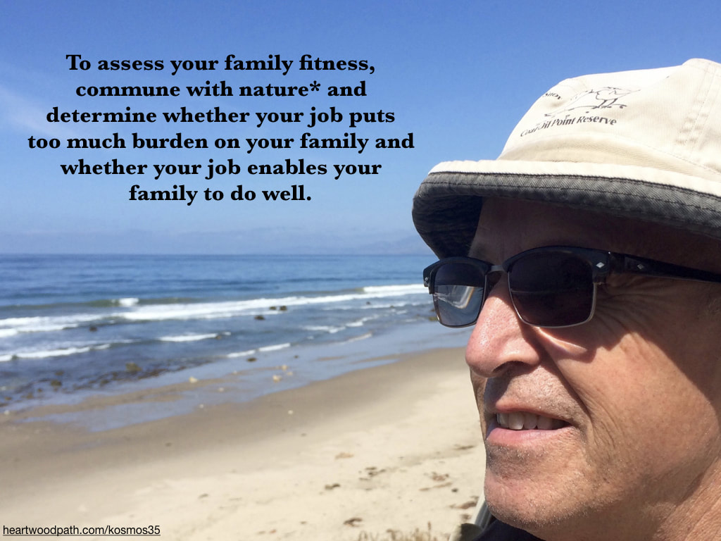 picture of a person connecting with nature on the beach and doing personal growth activity - To assess your family fitness, commune with nature* and determine whether your job puts too much burden on your family and whether your job enables your family to do well