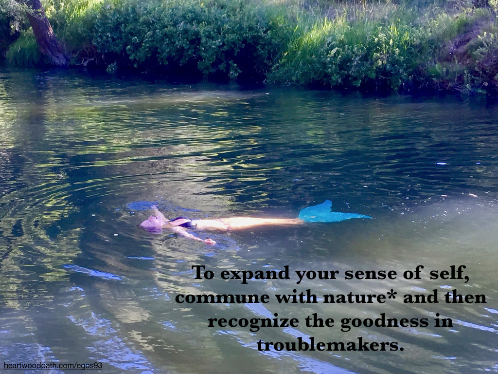 Picture connecting with nature personal growth activity quote To expand your sense of self, commune with nature* and then recognize the goodness in troublemakers