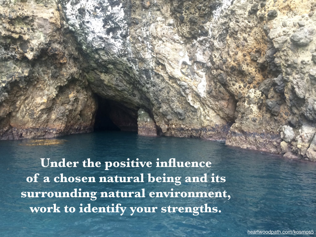 picture of sea cave and quote Under the positive influence of a chosen natural being and its surrounding natural environment, work to identify your strengths