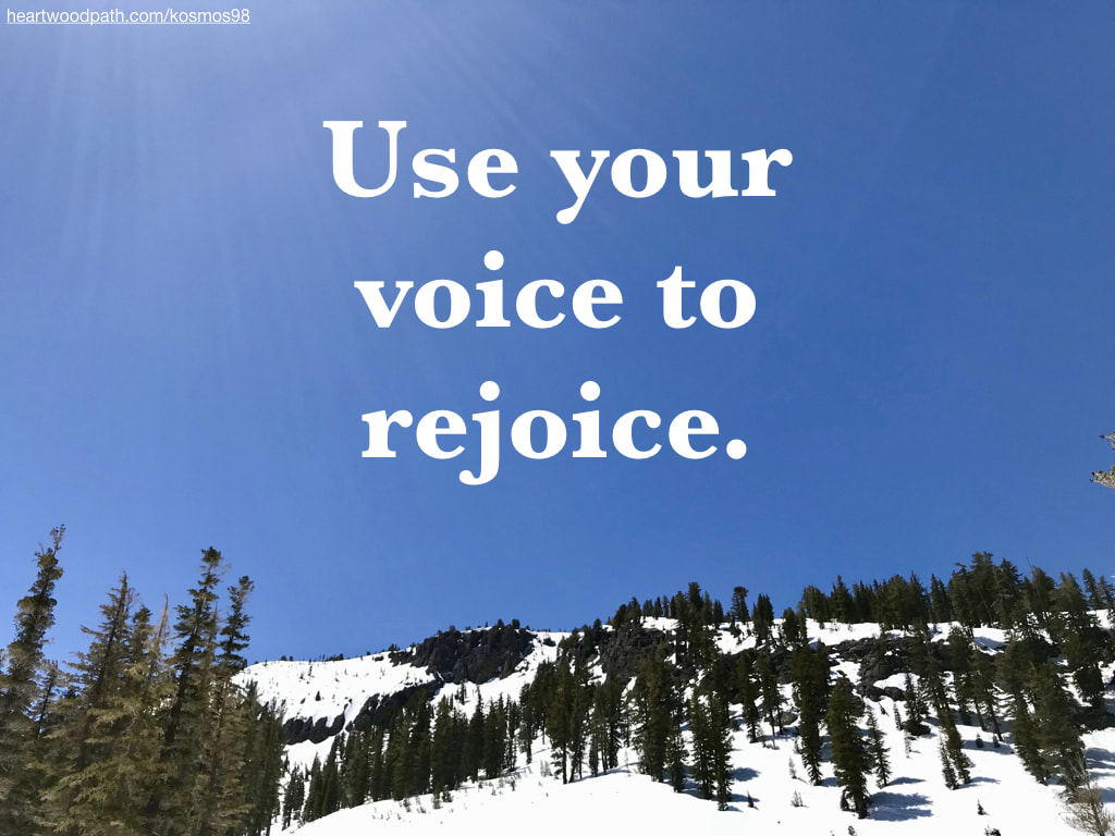 Picture snowy mountain with quote Use your voice to rejoice