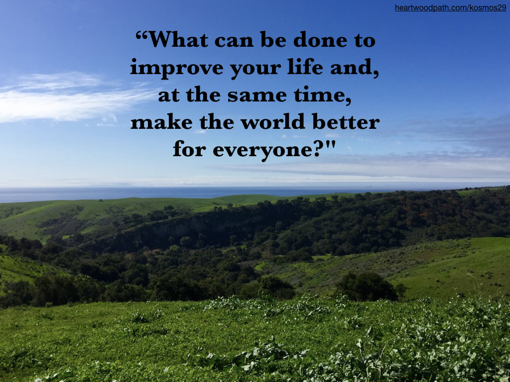 picture ocean view with quote “What can be done to improve your life and, at the same time, make the world better for everyone?